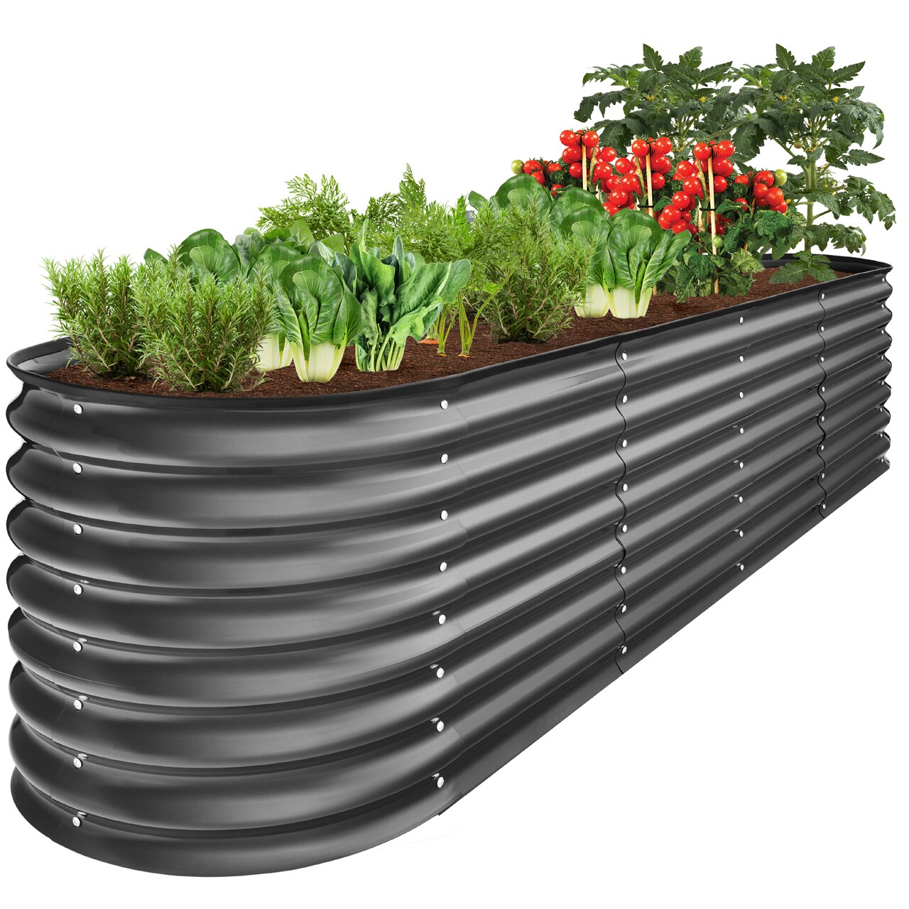 Best Choice Products 8x2x2ft Metal Raised Garden Bed, Oval Outdoor Planter Box w/ 4 Support Bars